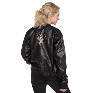 Symmetrical Drumming V24 - Embroidered Unisex Leather Bomber Jacket