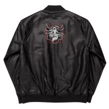 Load image into Gallery viewer, Symmetrical Drumming V24 - Embroidered Unisex Leather Bomber Jacket
