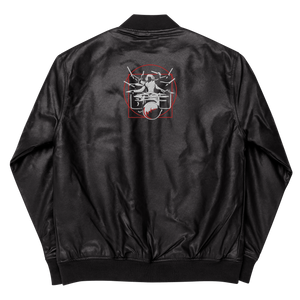 Symmetrical Drumming V24 - Embroidered Unisex Leather Bomber Jacket