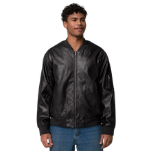 Load image into Gallery viewer, Symmetrical Drumming V24 - Embroidered Unisex Leather Bomber Jacket
