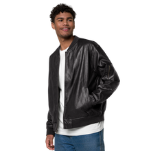 Load image into Gallery viewer, Symmetrical Drumming V24 - Embroidered Unisex Leather Bomber Jacket
