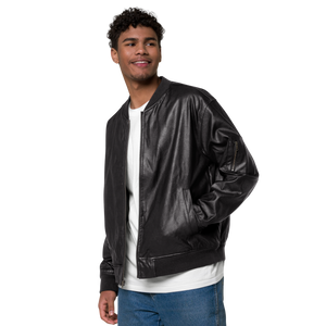 Symmetrical Drumming V24 - Embroidered Unisex Leather Bomber Jacket