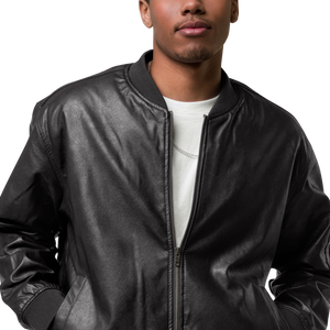 Symmetrical Drumming V24 - Embroidered Unisex Leather Bomber Jacket