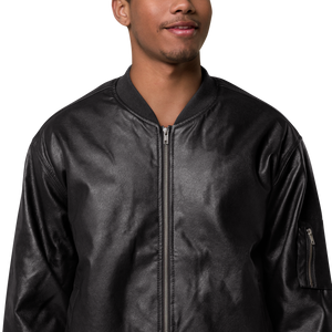 Symmetrical Drumming V24 - Embroidered Unisex Leather Bomber Jacket