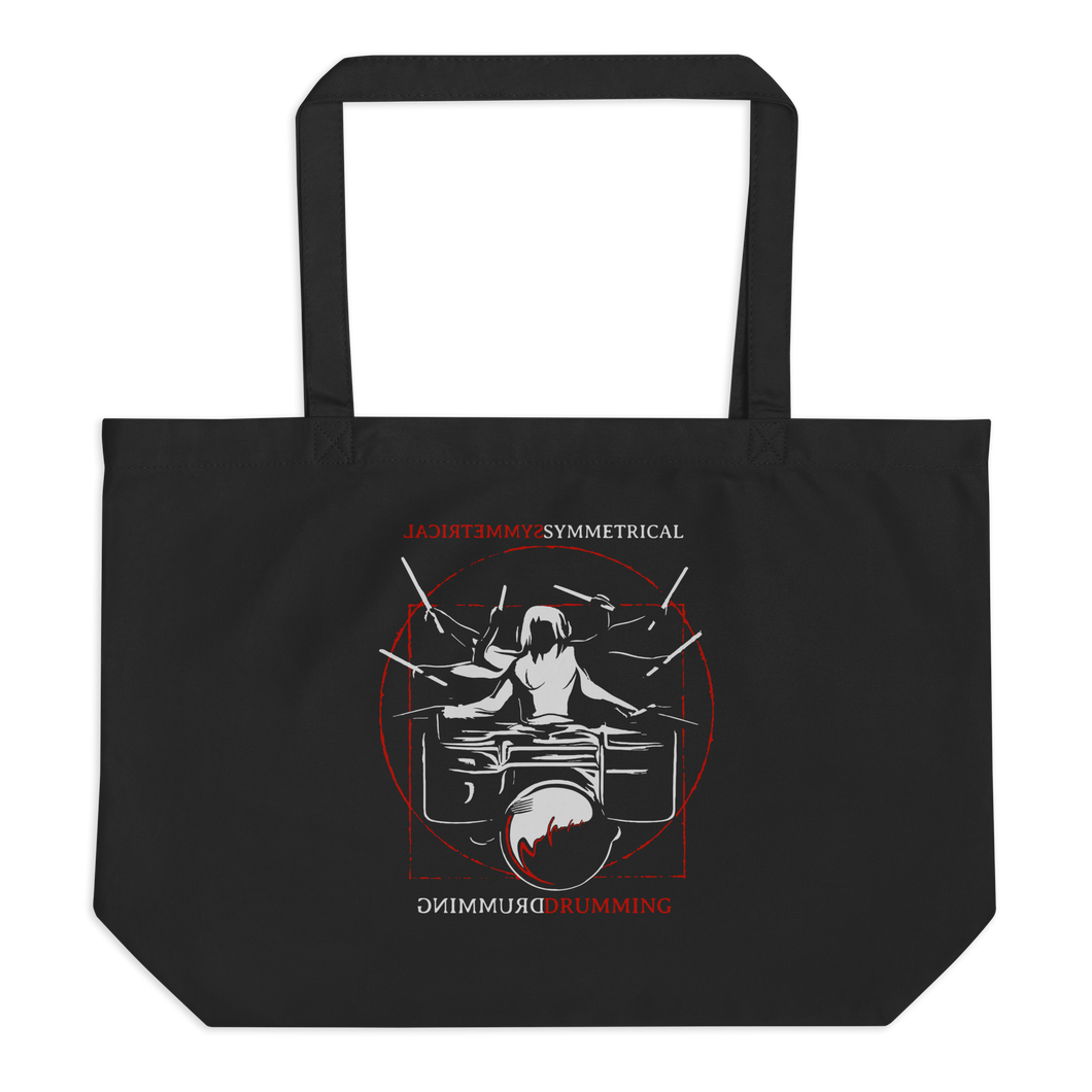 Symmetrical Drumming V24 - Large Organic Tote Bag