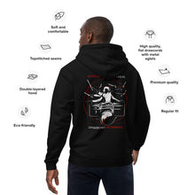 Load image into Gallery viewer, Symmetrical Drumming V24 - Embroidered Unisex Premium Eco Hoodie (F &amp; B)
