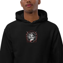 Load image into Gallery viewer, Symmetrical Drumming V24 - Embroidered Unisex Premium Eco Hoodie (F &amp; B)
