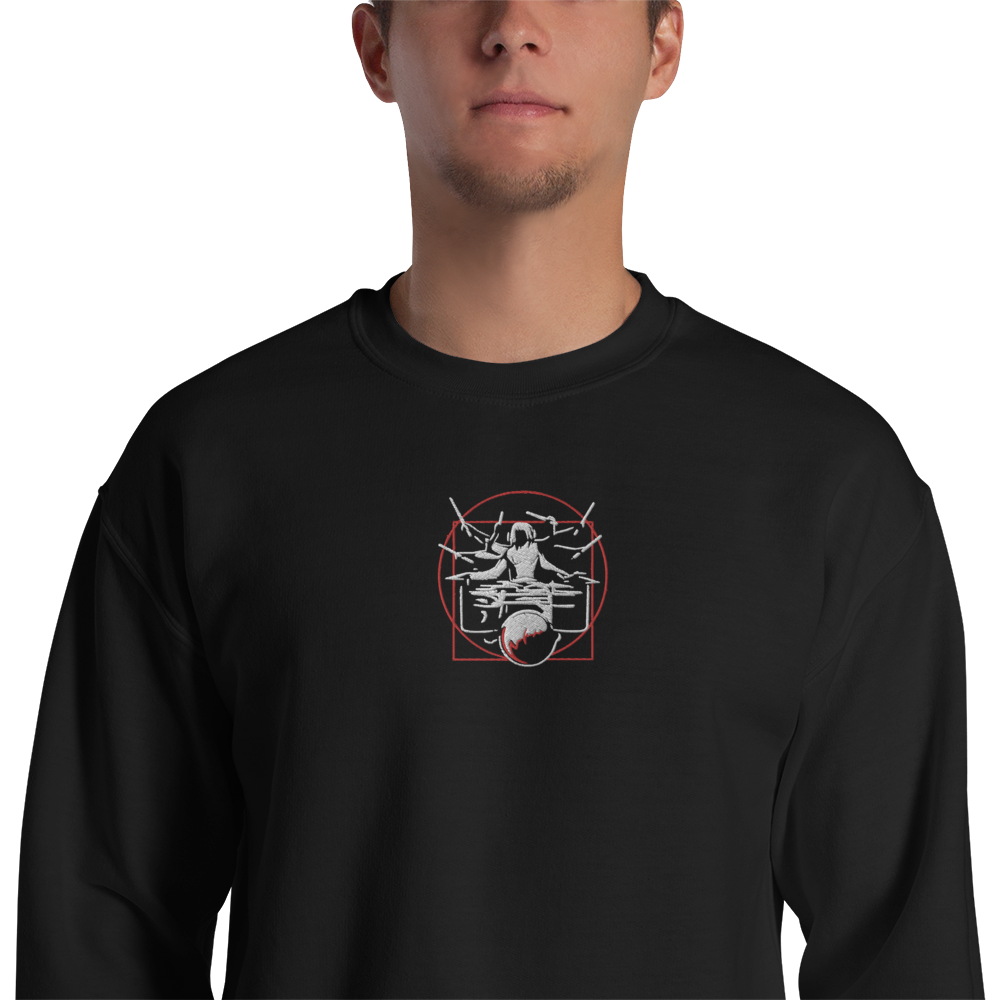 Symmetrical Drumming V24 - Embroidered Unisex Sweatshirt