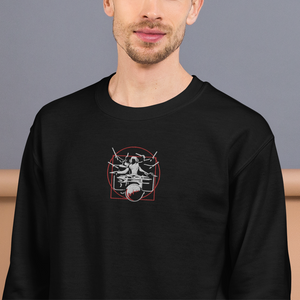 Symmetrical Drumming V24 - Embroidered Unisex Sweatshirt