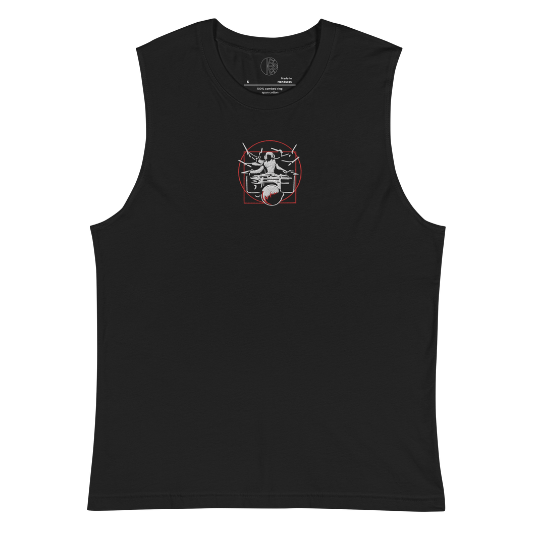 Symmetrical Drumming V24 - Embroidered Unisex Muscle Shirt