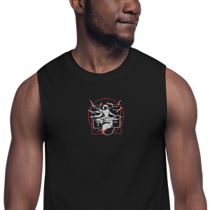 Symmetrical Drumming V24 - Embroidered Unisex Muscle Shirt