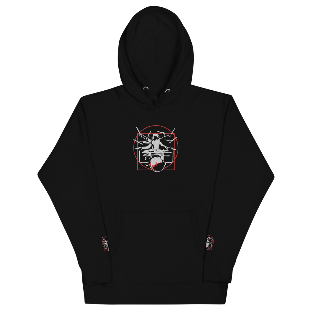 Symmetrical Drumming V24 - Embroidered Unisex Hoodie