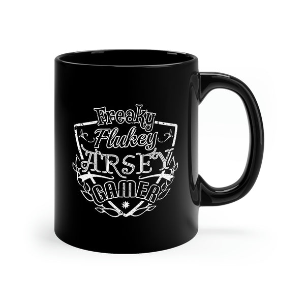 Freaky Flukey Arsey Gamer - Black Mug 11oz