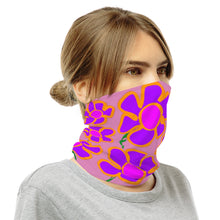 Load image into Gallery viewer, Purpleflower Pattern on Pink (big) - Neck Gaiter - Keen Eye Design
