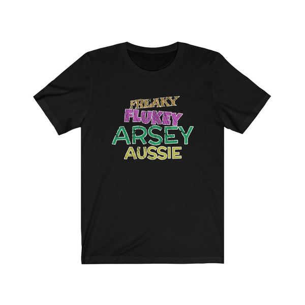 Freaky Flukey Arsey Aussie v4 (distressed) - Unisex Premium T-Shirt - Keen Eye Design