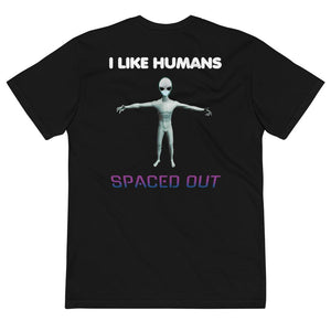 Alien Nurse - I Like Humans Spaced Out (F&B) - Unisex Eco T-Shirt - Keen Eye Design