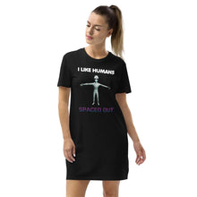 Load image into Gallery viewer, Alien Nurse - I Like Humans Spaced Out - Organic Cotton T-Shirt Dress - Keen Eye Design
