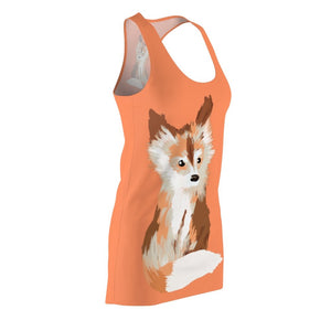 Baby Fox - Women's AOP Racerback Dress (Coral) - Keen Eye Design