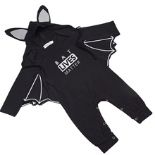 Load image into Gallery viewer, Bat Lives Matter - Baby&#39;s Long Sleeved Halloween Jumpsuit Bat Romper with Hat - Keen Eye Design
