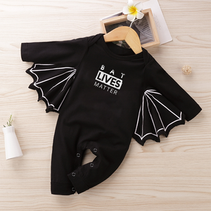 Bat Lives Matter - Baby's Long Sleeved Halloween Jumpsuit Bat Romper with Hat - Keen Eye Design