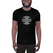 Load image into Gallery viewer, CRUSTYFLICKER Dogtag - AOP Men&#39;s Athletic T-shirt - Keen Eye Design

