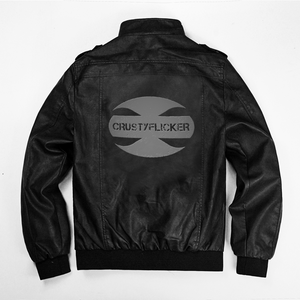 CRUSTYFLICKER Dogtag - Men's PU Leather Motorcycle Jacket with Removable Hood Biker Coat Slim Fit Bomber Jacket - Keen Eye Design