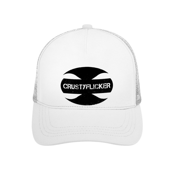 CRUSTYFLICKER Zen - Adult Baseball Trucker Hat (White): Classic Athletic Adjustable Mesh Baseball Cap for men & women - Keen Eye Design