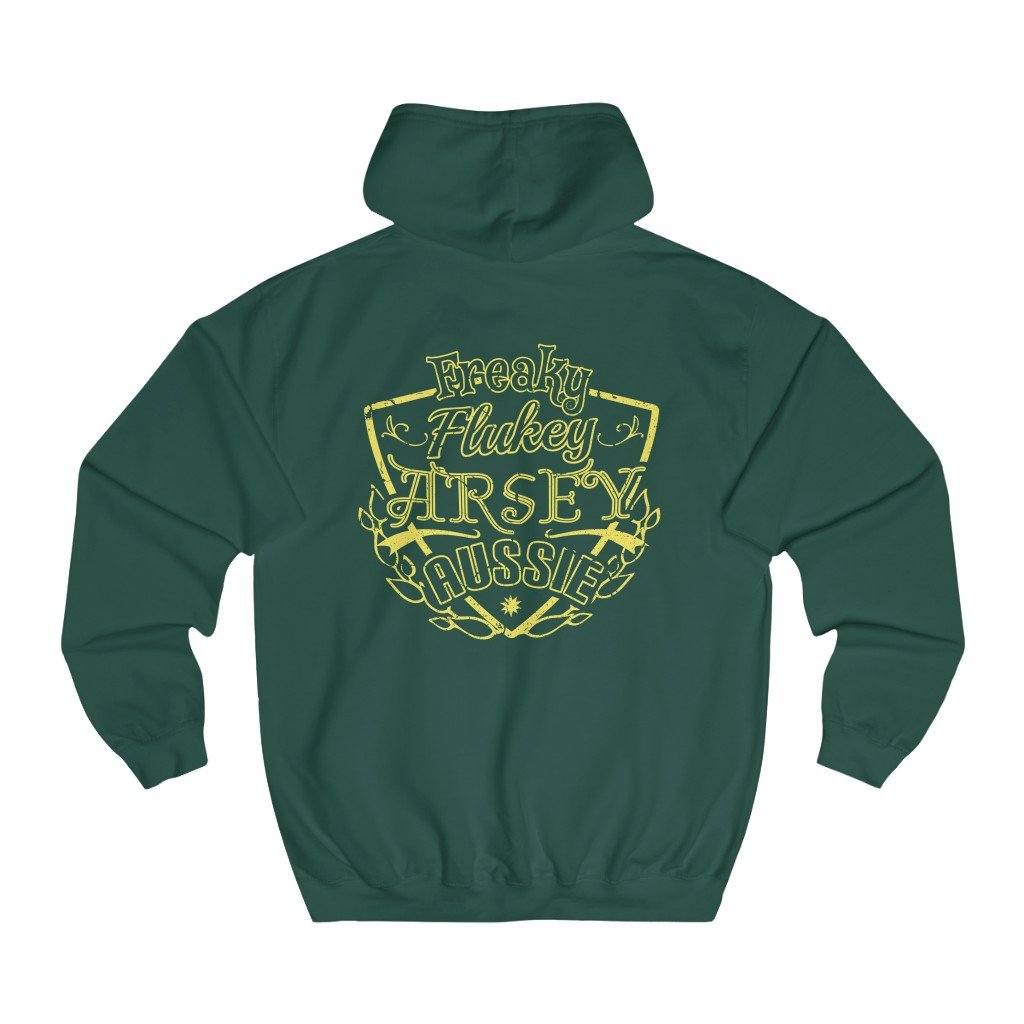 Freaky Flukey Arsey Aussie (F&B) - Unisex College Hoodie - Keen Eye Design