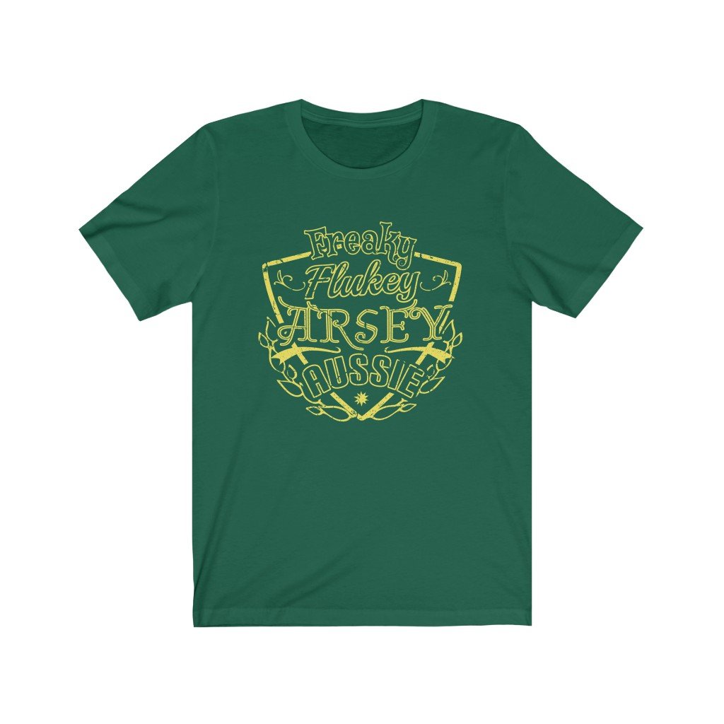 Freaky Flukey Arsey Aussie - Unisex Premium T-Shirt (Evergreen) - Keen Eye Design
