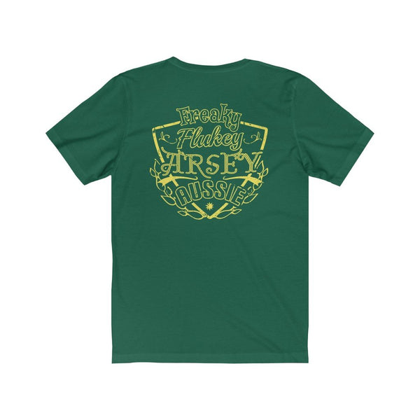 Freaky Flukey Arsey Aussie V2 F&B - Unisex Premium T-Shirt (Evergreen) - Keen Eye Design