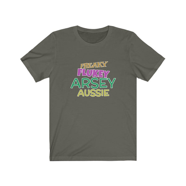 Freaky Flukey Arsey Aussie V3 - Unisex Premium T-Shirt - Keen Eye Design