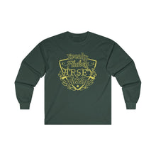 Load image into Gallery viewer, Freaky Flukey Arsey Aussie (green &amp; gold) - Ultra Cotton Long Sleeve Tee (Irish Green &amp; Forest Green) - Keen Eye Design
