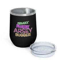 Load image into Gallery viewer, Freaky Flukey Arsey Bugger (V2 Distressed) - 12oz Insulated Wine Tumbler - Keen Eye Design
