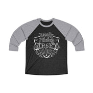 Freaky Flukey Arsey Gamer - Unisex Tri-Blend 3/4 Raglan Tee - Keen Eye Design