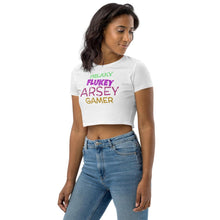 Load image into Gallery viewer, Freaky Flukey Arsey Gamer V2 - Organic Crop Top - Keen Eye Design
