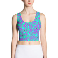 Greenflower Pattern on Blue - AOP Crop Top - Keen Eye Design