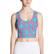 Greenflower Pattern on Pink - AOP Crop Top - Keen Eye Design