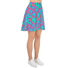 Load image into Gallery viewer, Greenflower Pattern on Pink - AOP Skater Skirt - Keen Eye Design
