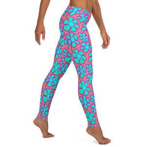 Greenflower Pattern on Pink - AOP Women's Leggings - Keen Eye Design