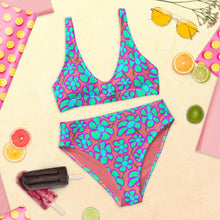 Load image into Gallery viewer, Greenflower Pattern on Pink - Recycled AOP High-Waisted Bikini - Keen Eye Design
