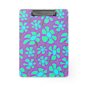 Greenflower Pattern on Purple - Clipboard - Keen Eye Design