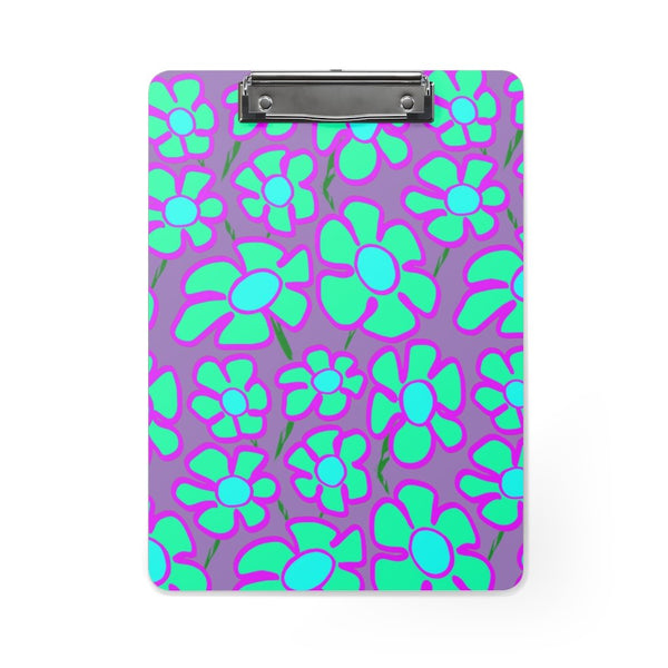 Greenflower Pattern on Purple - Clipboard - Keen Eye Design