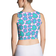 Greenflower Pattern on White - AOP Crop Top - Keen Eye Design