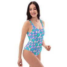 Load image into Gallery viewer, Greenflower Pattern on White - AOP One-Piece Swimsuit - Keen Eye Design

