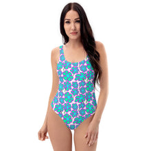 Load image into Gallery viewer, Greenflower Pattern on White - AOP One-Piece Swimsuit - Keen Eye Design
