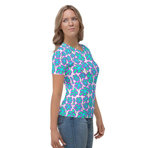Greenflower Pattern on White - Women's AOP T-shirt - Keen Eye Design