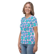 Greenflower Pattern on White - Women's AOP T-shirt - Keen Eye Design