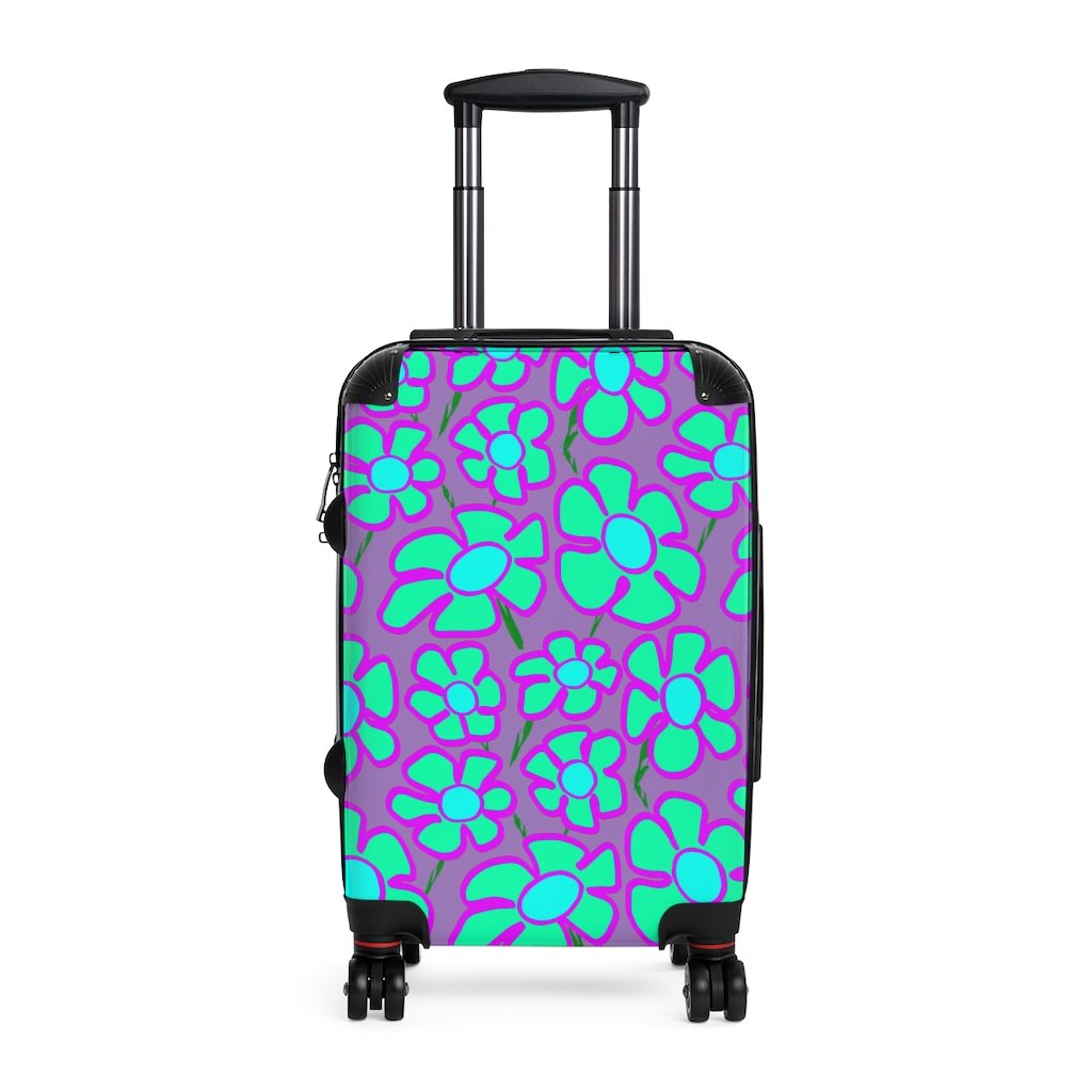 Greenflower on Purple - Cabin Suitcase - Keen Eye Design