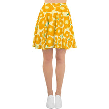 Load image into Gallery viewer, Hippy Orangeflower Pattern on Yellow - AOP Skater Skirt - Keen Eye Design
