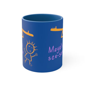 Maya's See-Saw - Blue Accent Coffee Mug, 11oz - Keen Eye Design